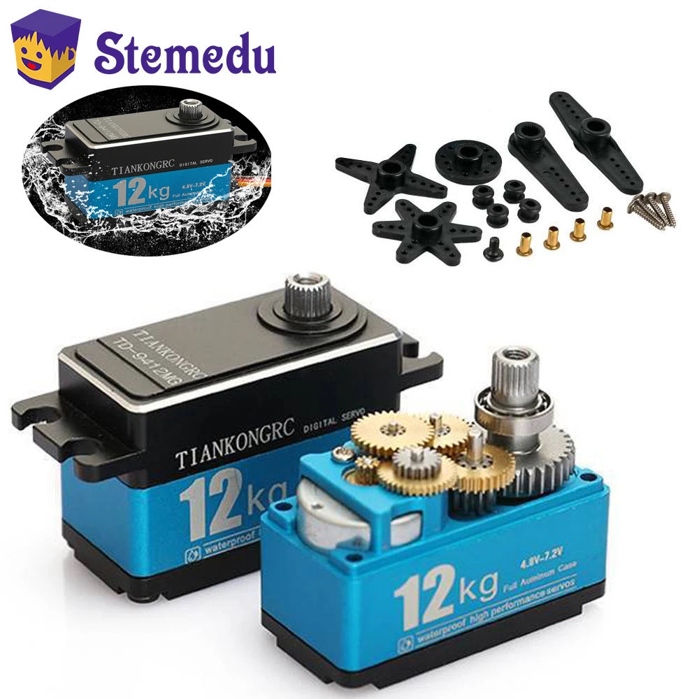 Rc Hobby Model - デジタルカーサーボ,TD-9412MG高トルクカーボンブラシ,180, 270, 360度モーター,ショートモデル,1:10, 1:8 rcカーロボット用,12kg