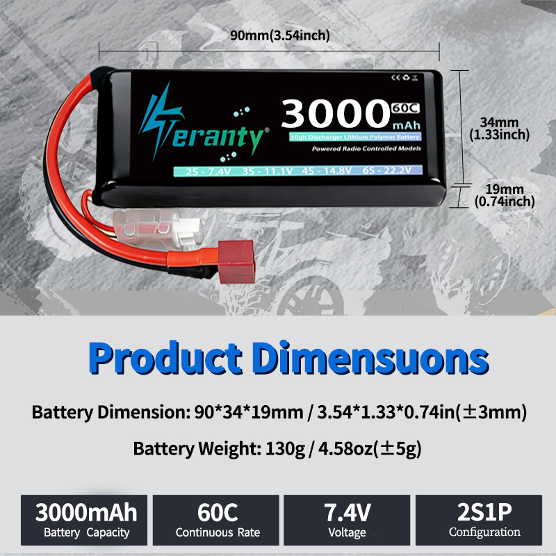 TERANTY 2S 3000mAhリポバッテリー 7.4V - Rc Hobby & Maskinservice I Eskilstuna のレビューと価格