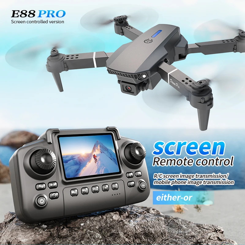 プロフェッショナルE88 PROドローン、スクリーン付き8K - Rc Hobby Grade Helicopter のレビューと価格
