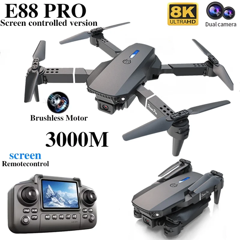 プロフェッショナルE88 PROドローン、スクリーン付き8K - Rc Hobby Grade Helicopter のレビューと価格