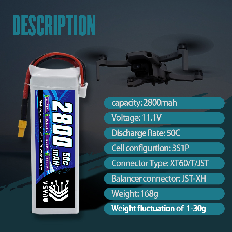 VSVAW 3S 2800mAhリポバッテリー 11.1V  - Hobby Rc Quadcopters & Multirotors のレビューと価格