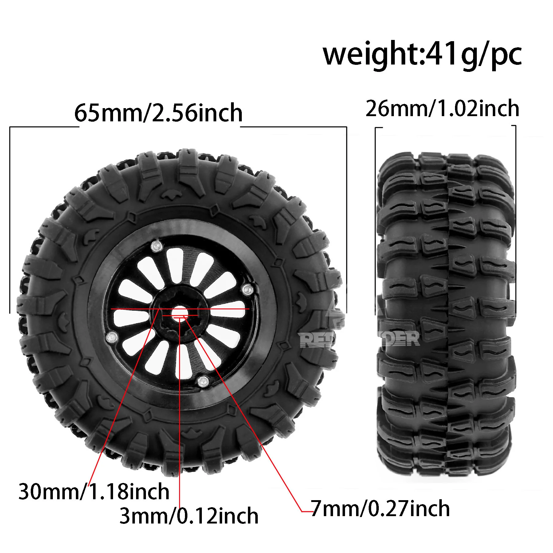 4個入り 65mm タイヤ ホイール 7mm 六角ハブ 1/ - Rc Hobby Plus のレビューと価格